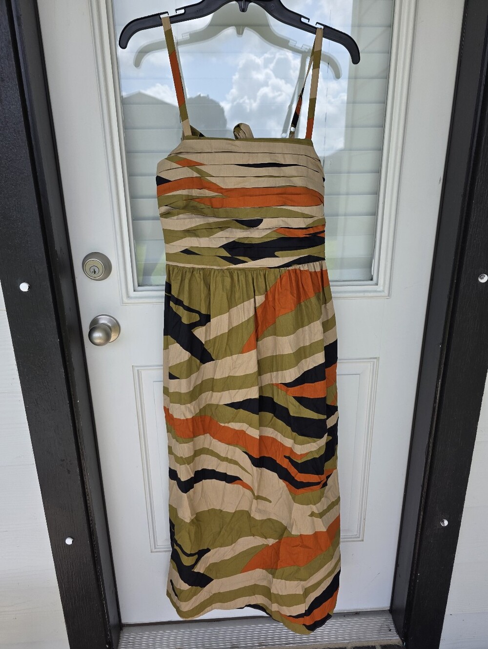 MSK Petite Maxi Dress PXL Abstract Stripe Tie Back Sleeveless Boho Resort Beach - Picture 3 of 10